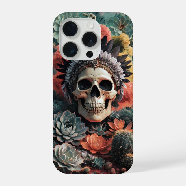 Seelenvolle Kriegerin, Native American Goth-Schäde iPhone Hülle (Rückseite)