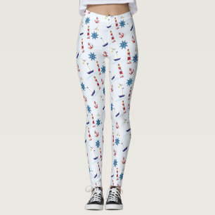 Seeleuchtturm-Segelboot-MarineLeggings-Hosen Leggings