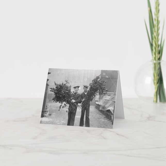 Seeleute mit Mistletoe Feiertagskarte (Vorderseite)