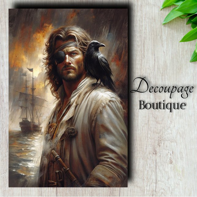 Seeleute mit Raven Decoupage Seidenpapier (Seafarer With Raven Decoupage Tissue Paper)