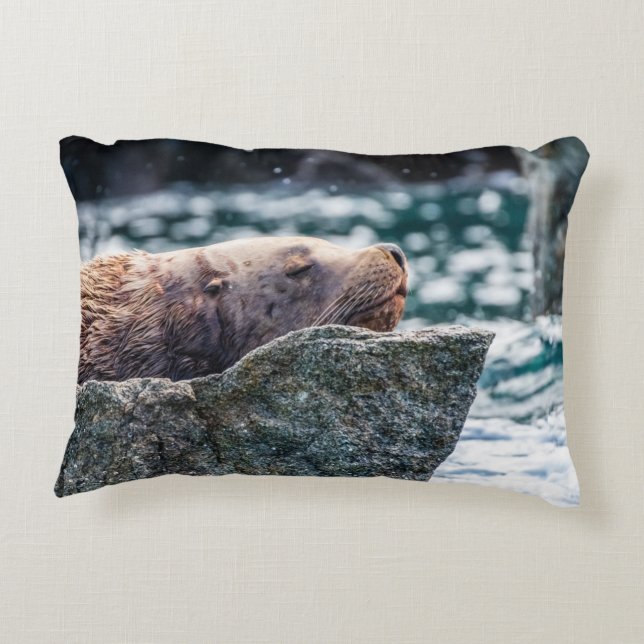 Seelöwe in der Auferstehungsbucht, Alaska Dekokissen (Rückseite)