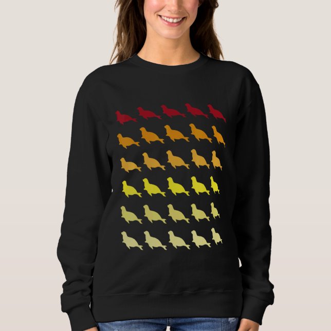 Seelöwe Retro-Tiermuster Sweatshirt (Vorderseite)