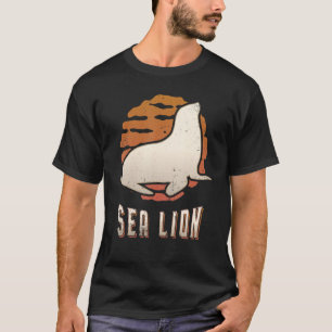 Seelöwe Vintage Retro Klassisches Tier Sonnenunter T-Shirt