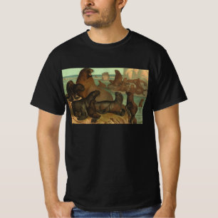 Seelöwen am Strand, Vintage Meeresleben Tier T-Shirt