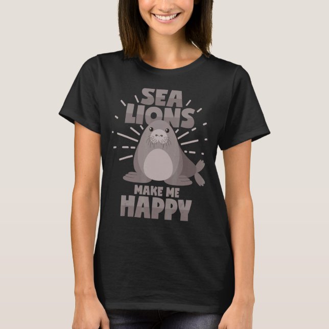 Seelöwen machen mich glücklich T-Shirt (Vorderseite)