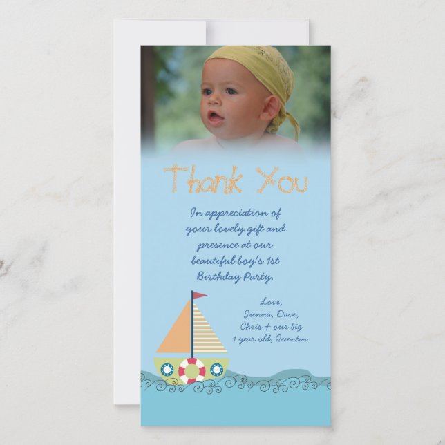 Seemann-Junge danken Ihnen für die Dankeskarte (Vorderseite)