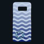Seemann Navy Blue Waves Streifen Case-Mate Samsung Galaxy S8 Hülle<br><div class="desc">Navy blaue Streifen Wellen mit Ihrem Namen.</div>