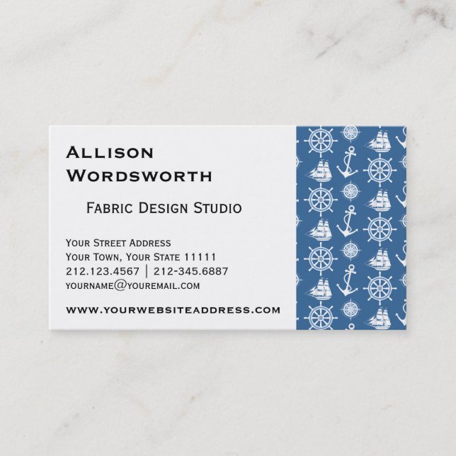 Seemann Schiffs-Kapitän-Nautischblaues und weißes Visitenkarte (Vorderseite)
