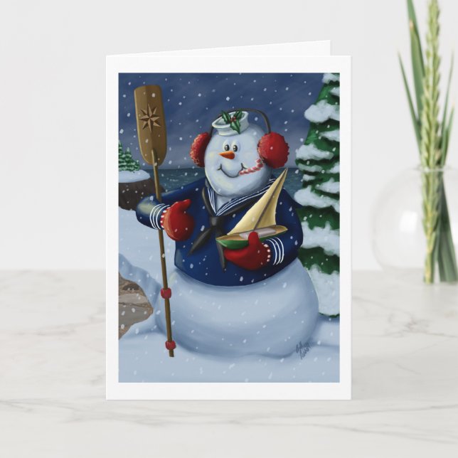Seemann Snowman Holiday Card Feiertagskarte (Vorderseite)