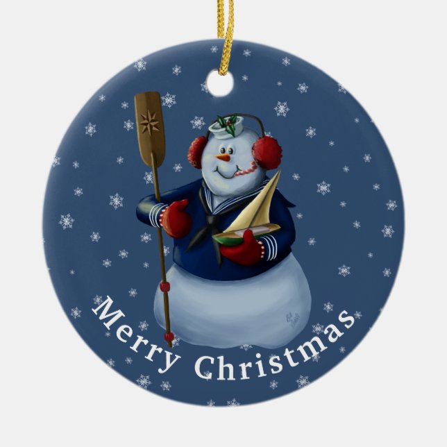 Seemann Snowman-Ornament-Geschenk Keramik Ornament (Vorne)