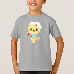 Seemännerkatze, Bootskapitän, Sailor Hat, Niedlich T-Shirt