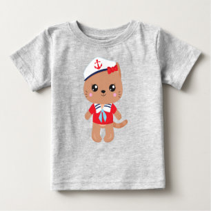 Seemännerkatze, Sailor Hat, Bootsführer, Brown Cat Baby T-shirt