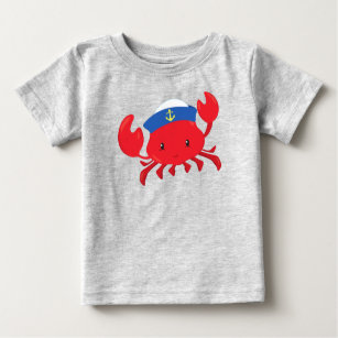 Seemannskrabbe, Niedliche Krabbe, Segelhut, Segeln Baby T-shirt