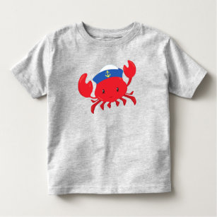 Seemannskrabbe, Niedliche Krabbe, Segelhut, Segeln Kleinkind T-shirt