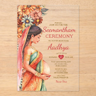 Seemantham Indian Baby Shower Valaikappu Mutter Acryleinladungen