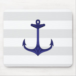 Seemarine-Blau-Anker-graues Weiß-Streifen Mousepad