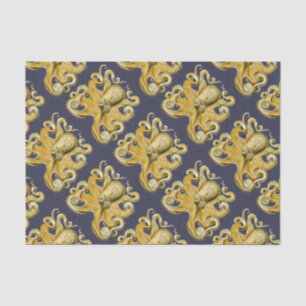 Seemarine u. gelbe Vintage Krake Seidenpapier
