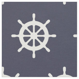Seemarineblau und -WEISS versendet Radmuster Stoff