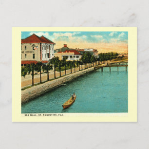 Seemauer, St. Augustine, Florida Vintage Postkarte