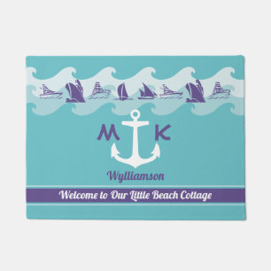 Seemonogramm-Anker-Wellen-Schiffs-Boots-Yacht Fußmatte