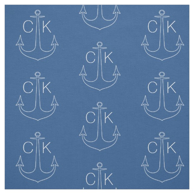 Seemonogramm des Vintagen weißen Ankers Stoff (Muster)