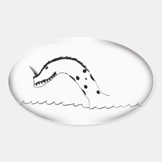 Seemonster-Aufkleber Ovaler Aufkleber