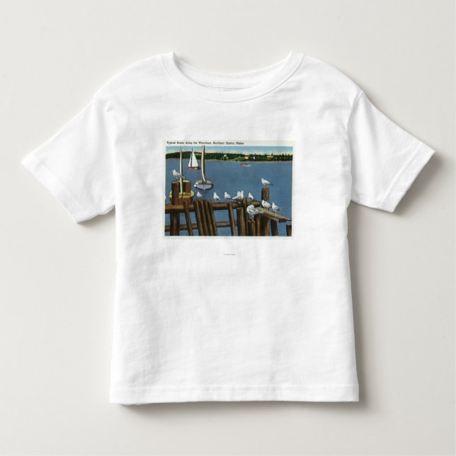 Seemöven und -Segelboote entlang der Ufergegend Kleinkind T-shirt (Vorderseite)