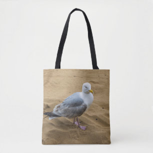Seemöwe auf einer sandiger Strand Taschen-Tasche