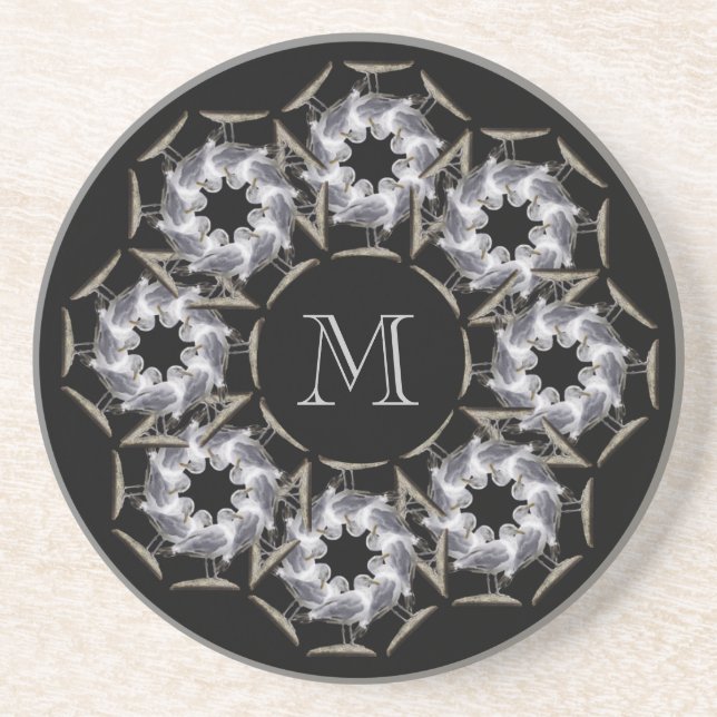 Seemöwe-mit Monogramm Untersetzer (Vorne)