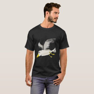 Seemöwefliegen obenliegend mit einem T-Shirt