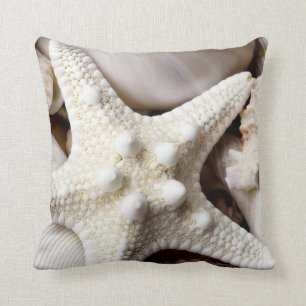 SeeMuschelstarfish-Hintergrund - Strand-Muscheln Kissen