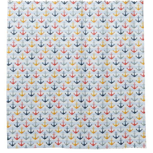 Seemuster mit Ankern Duschvorhang (Vorderseite)