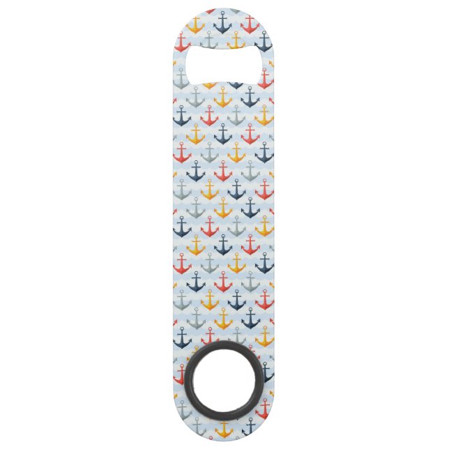 Seemuster mit Ankern Speed Flaschenöffner (Vorderseite)