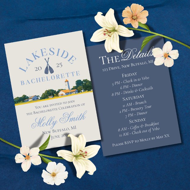 Seen Bachelorette Einladung (Lake Weekend invite with modern font – perfect for bachelorettes or bridal celebrations!)