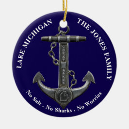 Seen MICHIGAN Patriotic Not Anker nautische Keramik Ornament