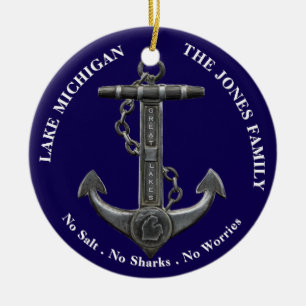 Seen MICHIGAN Patriotic Not Anker nautische Keramik Ornament