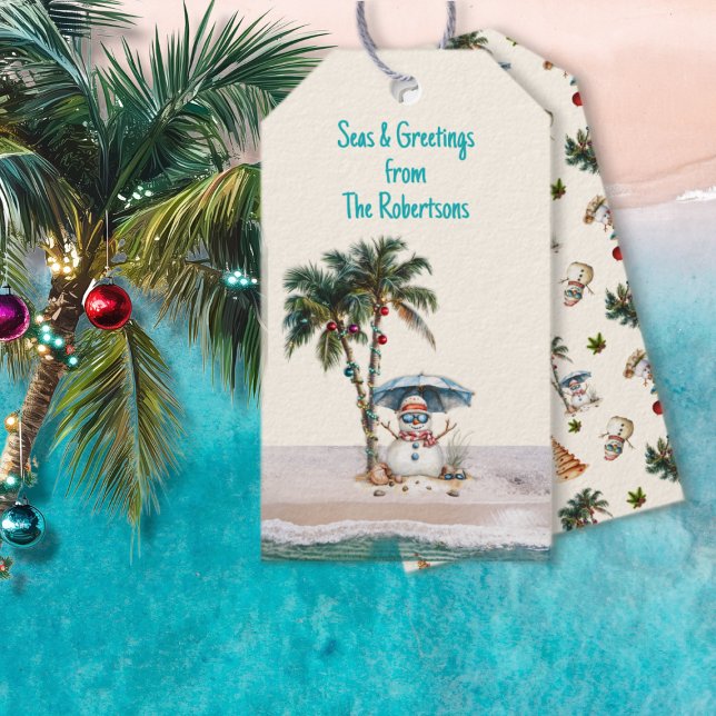 Seen und Grüße Sand Snowman Weihnachten Geschenkanhänger (Von Creator hochgeladen)