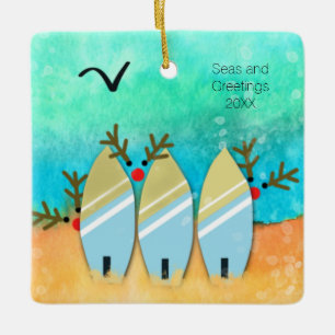Seen und Grüße Weihnachten Strand mit Rudolph Keramikornament