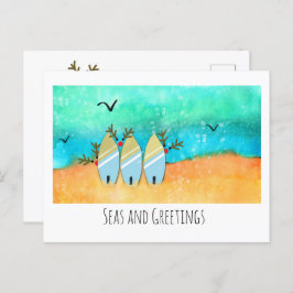 Seen und Grüße Weihnachten Strand mit Rudolph Postkarte