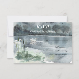 Seenlandschaft mit Schwänen RSVP Karte