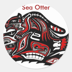 SEEOTTER & BABY (Haida Styled) Geschenkprogramm Runder Aufkleber