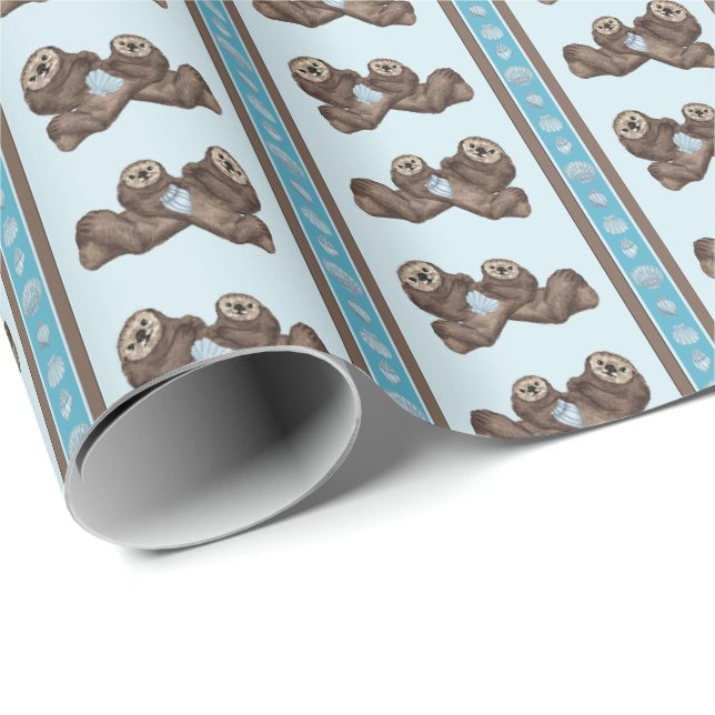 Seeotter Geschenkpapier (Rolleneckpunkt)
