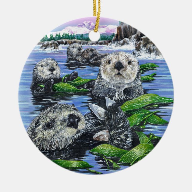 Seeotter in der Kelp-Keramik-Verzierung Keramik Ornament (Vorne)
