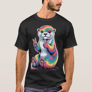 Seeotter Merch Tie Dye Friedenszeichen Vintage See T-Shirt