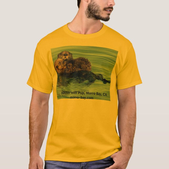Seeotter mit Welpen, Morro Bucht, CA morro-bay.com T-Shirt (Vorderseite)