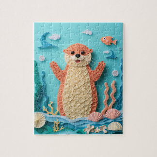 Seeotter-Papierkunst-Splash Puzzle