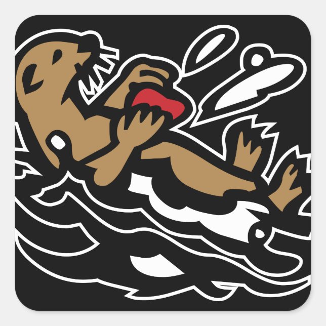 Seeotter Quadratischer Aufkleber (Vorderseite)