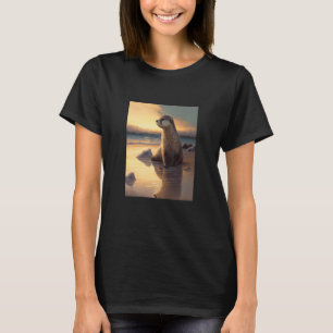 Seeotter Retro Sonnenuntergang Niedlicher Otter 2 T-Shirt