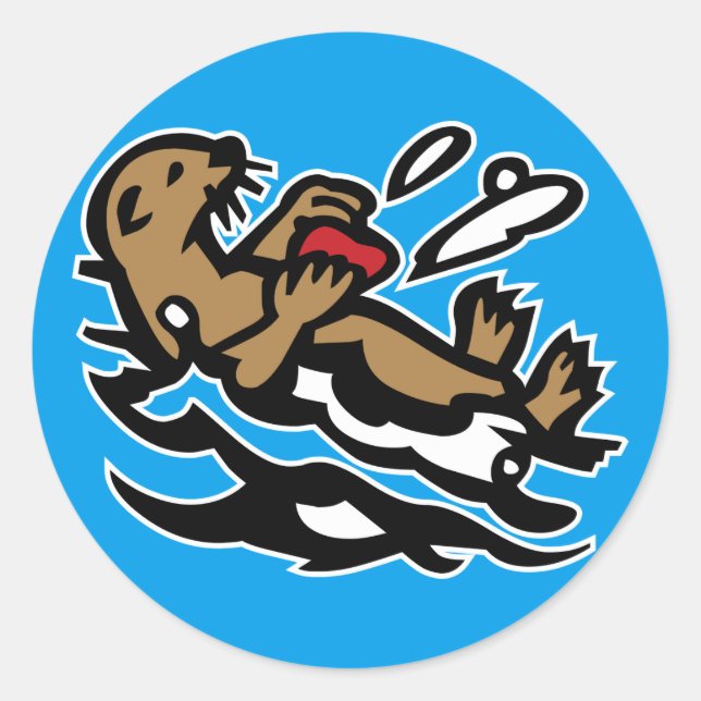 Seeotter Runder Aufkleber (Vorderseite)
