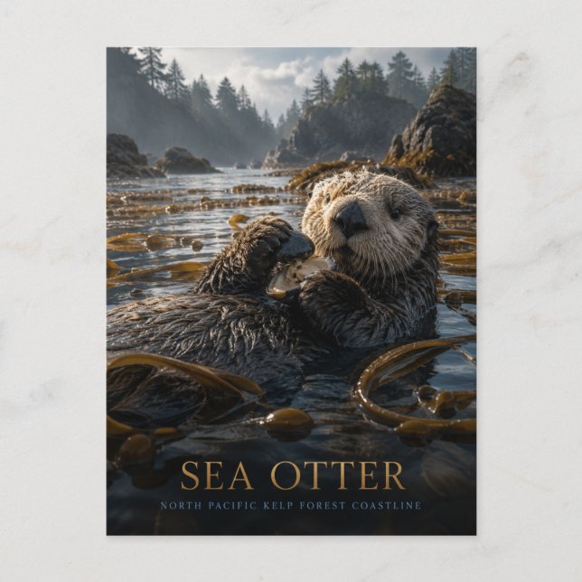 Seeotter-Seetangwald TIERE Postkarte (Vorderseite)